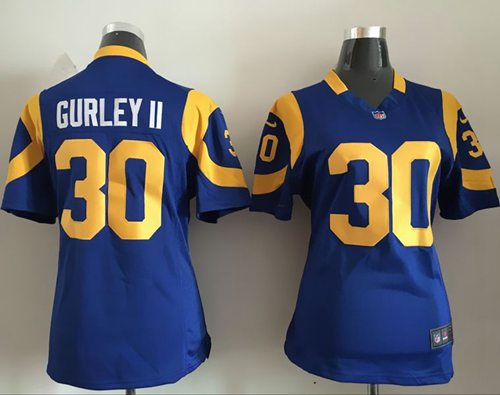 Nike Rams #30 Todd Gurley II Royal Blue Alternate Women's Stitched NFL Elite Jersey
